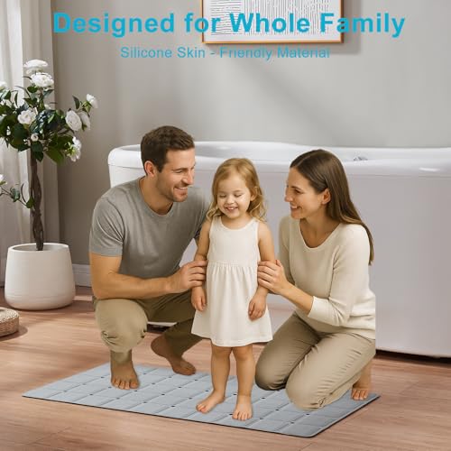 Webos Non-Slip Bath Mat for Tub & Shower：Silicone Foldable Bathtub Mat with Strong Suction Cups, Quick Drain Holes, Machine Washable Extra Large Bathroom Mats 35.8" x 17.7", Grey - color: Grey, size: 35.8" x 17.7" (Rectangular)