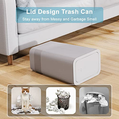 3 Pack 10 Liter / 2.6 Gallon Bathroom Trash Can, Small Trash Can with Lid, Garbage Can Waste Basket for Bathroom, Kitchen, Bedroom, Powder Room, Craft Room, Office, College (Gray) - color: Gray, size: 3 X 2.6 Gal