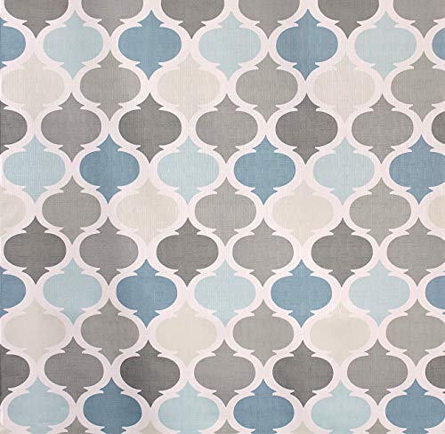 Blue Fabric Shower Curtain Modern Geometrical Blue Gray for Bathroom 72x72 | Elegant Boho Luxury Hotel Modern Muted Tones of Blue and Grey White Moroccan Trellis Cloth Farmhouse Design for men and women - color: Grey / Blue