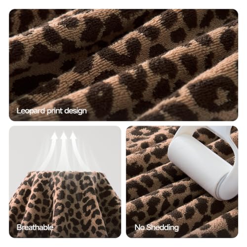 REDKISS Leopard Print Towel Set of 6,100% Cotton Bathroom Towels,Quick Dry & Absorbent,2 Bath Towel, 2 Hand Towel, 2 Washcloth-Dark Brown - color: Dark Brown