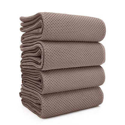 BALCONY & FALCON Waffle Weave Dish Towel Kitchen Towel Hand Dish Rags Great for Household Cooking Cleaning - color: Plum Brown, size: 13in x 28in set of 4