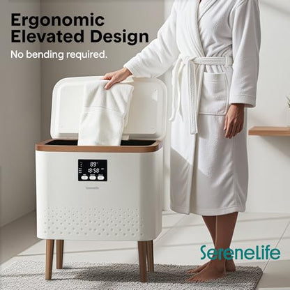 SereneLife Towel Warmer Bucket for Bathroom | WiFi App and Single-Touch Control | Fits 2 Large Bath Towels or Blanket | Auto Shut-Off | Home & Spa Use with Stainless Steel Tub | Rose Gold - color: Gold