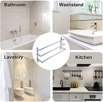 Towel Bars Hanger Freely Retractable 20-30 Inche Stainless Steel 304 Bath Rack Strong 3M Adhesive Bathroom Wall Free mounting Hole-Installing washroom Kitchen Space Saving 3 Bars