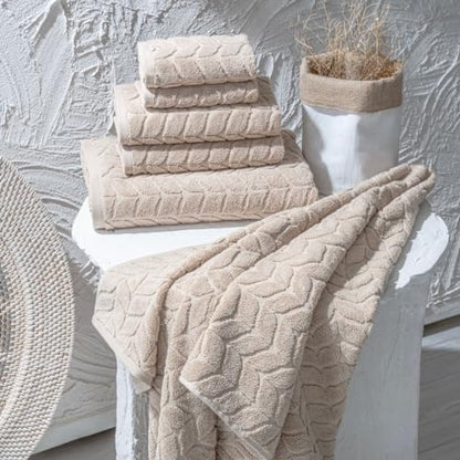 BAGNO MILANO Turkish Cotton Bath Towels, Hand Towels - Soft Plush Jacquard Collection - Highly Absorbent Towel Set (Sand Beige, 6 pcs Towel Set) - color: Sand Beige, size: 6 pcs Towel Set