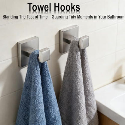 Bathroom Hardware Set 15 Piece Brush Nickel Bathroom Accessories Set SUS304 Towel Bar Set Includes 3 Towel Bar 24 Inch+3 Towel Holder+3 Toilet Paper Holder+6 Towel Hooks (15, Brushed Nickel, 24 Inch) - color: Brushed Nickel, size: 24 Inch
