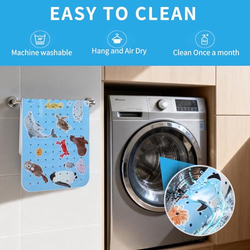Bath Tub Shower Mat Non Slip Kids Bathtub Mat Anti Slip Baby Bath Mat for Tub 40 x 16 Inch Extra Long Toddler Bath Mat with Suction Cups and Drain Holes for Bathroom Floor,Penguin Seal - color: Penguin Seal
