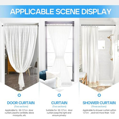 Tension Curtain Rod Black Tension Rod 28 To 48 Inch Spring Curtain Rods | Non Slip Tension Rods 1pcs For Windows No Drilling Adjustable Tension Rods of Curtains Window Closet Kitchen Wardrobe - color: Black, size: 28-48 inch 1pcs