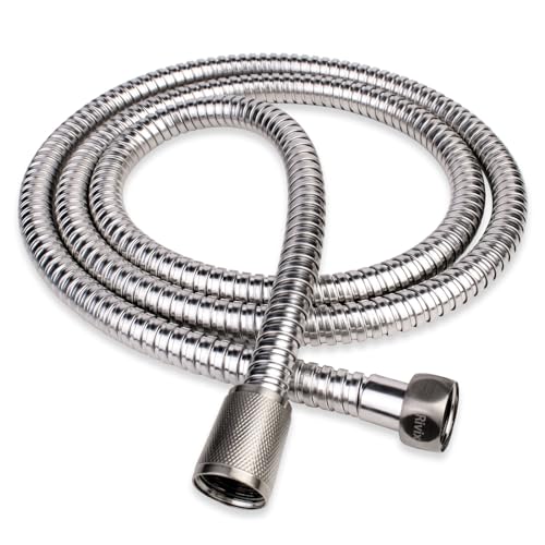 98" Brushed Nickel Shower Hose Replacement Handheld Kink Free Stainless Steel Shower Head Wand Hose Extension Extra Long with Brass Insert and Nut, Durable & Flexible for Pet Bathing Cleaning - color: Brushed Nickel, size: 98 Inches
