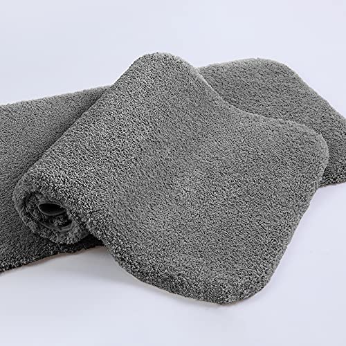 VANZAVANZU Bathroom Rug Set - 2 Piece Non Slip Extra Soft Absorbent Bath Mats, Microfiber Shaggy Thick, Machine Washable (16"x24" Plus 16"x24", Dark Gray) - color: Dark Gray, size: 16"x24" Plus 16"x24"