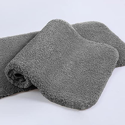 VANZAVANZU Bathroom Rug Set - 2 Piece Non Slip Extra Soft Absorbent Bath Mats, Microfiber Shaggy Thick, Machine Washable (16"x24" Plus 16"x24", Dark Gray) - color: Dark Gray, size: 16"x24" Plus 16"x24"