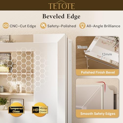 TETOTE 64 x 32 Medicine Cabinet with Tempered Beveled Mirror Silver Aluminum Cabinet DTC Hinges, Stepless Adjustable Shelves, Recessed/Surface-Mounted - color: Silver, size: 32"L x 64"W