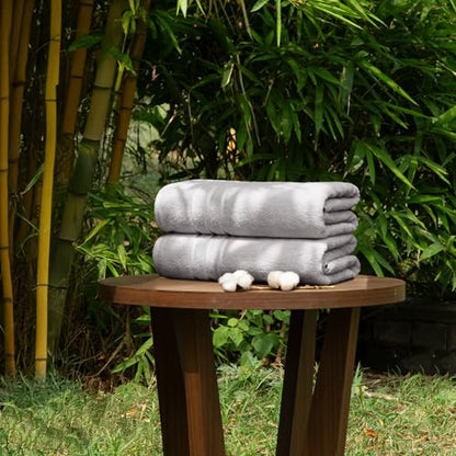 TRIDENT Eco-Twist Bamboo Bath Towels, Cotton-Viscose Blend, 2 PC Soft Towel | Viscose from Bamboo Blend - Silky Soft Texture - Fade Resistant - Low-Lint Construction - Perfect for Everyday Family Use - color: Silver