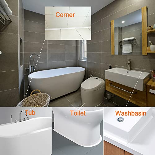 TOUSEA White 1.5"x10.5ft Peel and Stick Caulk Tape for Toilet, Tub, Kitchen | White or Clear Sealing Tape for Toilet, Tub, Sink, Bath Peel and Stick Backsplash - Renter Friendly, Easy Install - style: White-1.5IN-10.5FT-A