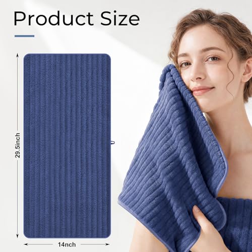 ZVH Hand Towels for Bathroom 6pcs 14X29.5inch,Quick Dry Microfiber,Super Soft,Hand Towels with Hanging Loops for Spa,Kitchen,Hotel (Deep Blue, Set of 6) - color: Deep Blue