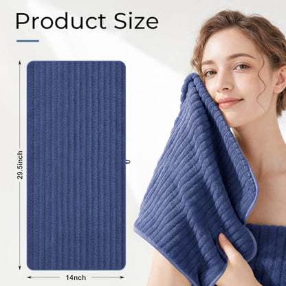 ZVH Hand Towels for Bathroom 6pcs 14X29.5inch,Quick Dry Microfiber,Super Soft,Hand Towels with Hanging Loops for Spa,Kitchen,Hotel (Deep Blue, Set of 6) - color: Deep Blue