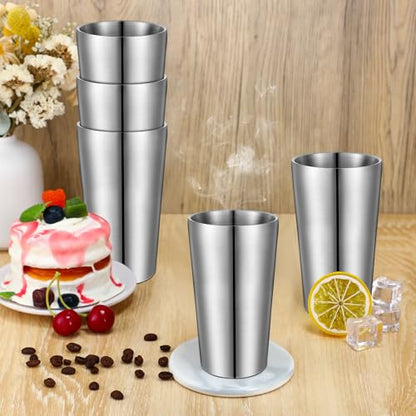 Mimorou 8 Pack Stainless Steel Insulated Cup 18.6 oz Metal Tumbler Double Wall Vacuum Water Glasses Camping Reusable Mugs BBQ Home Office Party Coffee(Silver) - color: Silver, size: 18.6 oz