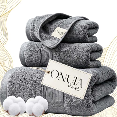 Luxury Bath Towels 3 Packs, Premium 100% Cotton, Hotel-Quality Experience, Ultra Soft Skin, Absorbent, Quick Drying & Low Lint, for Bathroom, Spa, Gym & Home Use - color: Gray Set of 3