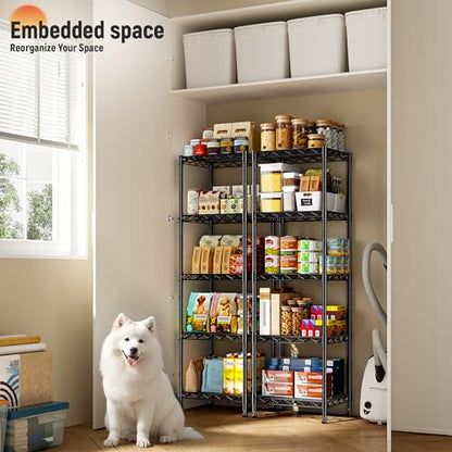 DurayLoly 15.8"W 5-Tier Narrow Wire Shelving, Adjustable shelf, for Kitchen | Slim 15.8"Wx11.8"Dx53"H, Leveling feet+anti-tip, Rustproof, 10-min tool-free assembly, For kitchen, bath, laundry, pantry - size: 15.8"W x 11.8"D x 53"H