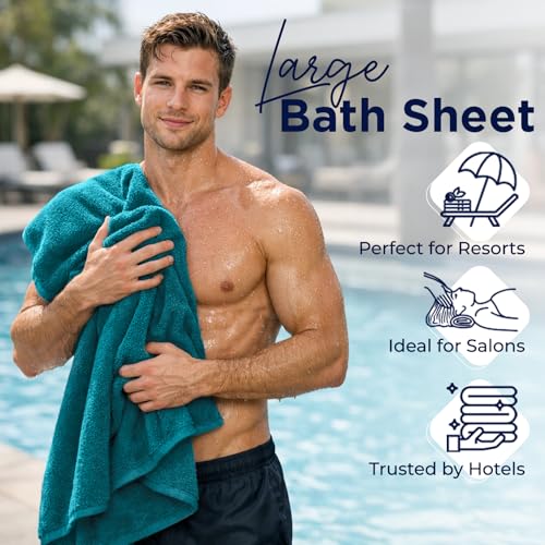 DAN River 2 Pack Bath Sheets Extra Large 35x70, Large Bath Towels for Adults, XL Oversized Heavy Duty Towel Set, 600 GSM 100% Ring Spun Cotton, Soft Quick Dry, Teal - color: Teal, size: Bath Sheet 35x70" (PK 2)