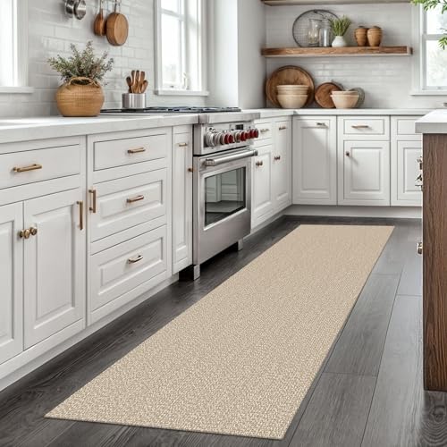 Washable Runner Rug, Non Slip Kitchen Runner, 2x7 Ft, Sand/Beige | Washable Braided Runner Carpet, Non Slip Rubber Dot Backed, For Hallway, Kitchen, Entryway, Bedroom, Laundry Room, Foyer - color: Sand/Beige, size: 2' x 7' (Rectangular)