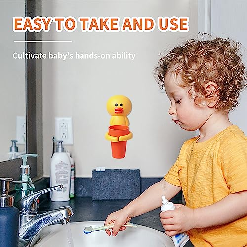 SooGree Kids Toothbrushes Holder Animal Tooth Cup Holder Wall Mounted Sucker Toothpaste Storage Set Cute Household Toothpaste Rack Mouthwash Cup Rack for Children,No Punching Shelf Bracket with Cup - color: Chicken
