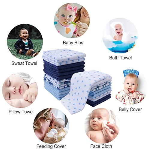 Softan Baby Washcloths, 24Pack Baby Wash Cloths Extra Soft & Ultra Absorbent, Baby Towels and Washcloths Face Towel Unisex for Boys Girls Body, Washclothes Gentle on Sensitive Skin, 9x9 Blue Whale - color: Blue Whale