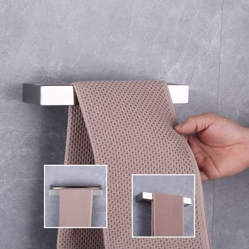 GERZWY Bath Towel Holder SUS304 Stainless Steel Towel Hanger Towel Ring for Bathroom Lavatory Wall Mount Contemporary Style, Brushed Finish HG1706-LS - color: Brushed