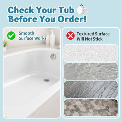 Baby Bath Mat for Tub Non Slip Kids, BPA Free Extra Long Bathtub Mat 40x16 with Drain Holes and 200 Suction Cups, Non Toxic Machine Washable Toddler Bath Mat, Eco-Friendly Certified - color: Ltblue 2fish Joy