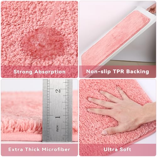 Pink Bathroom Accessories Set with Glitter Shower Curtain and Rugs,Bathroom Sets with Extra Soft and Absorbent Bath Rugs Sequin Shower Curtain Pink Bathroom Sets for Bath Decor - size: Bath Set+Shower Curtain+Bath Rugs, style: Pink1