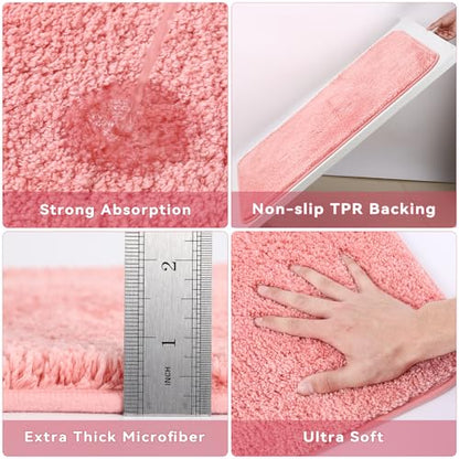 Pink Bathroom Accessories Set with Glitter Shower Curtain and Rugs,Bathroom Sets with Extra Soft and Absorbent Bath Rugs Sequin Shower Curtain Pink Bathroom Sets for Bath Decor - size: Bath Set+Shower Curtain+Bath Rugs, style: Pink1