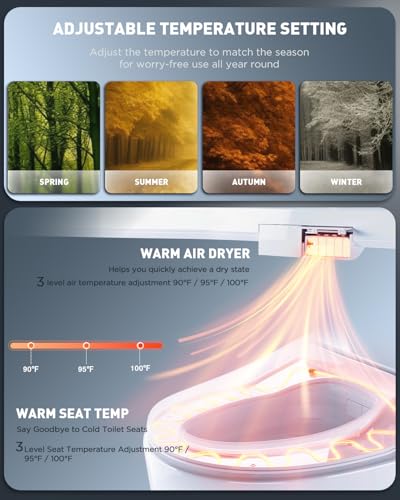 iliD Heated Bidet Toilet Seat with Remote, Electric, Warm Water, Elongated | Dryer, Four Cleaning Modes, Self-Cleaning Nozzle, Adjustable Angle & Pressure, Eco, Night Light, Slow Close, Silent Mode