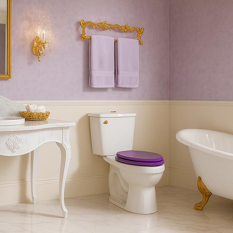 Toilet Seat, Slow Close, Soft Touch, Ultra-Smooth Matte Finish (No Orange-Peel Texture), Premium Moulded Wood, Quick Release, PIKLiDS (Purple, Elongated) - color: Purple, size: Elongated