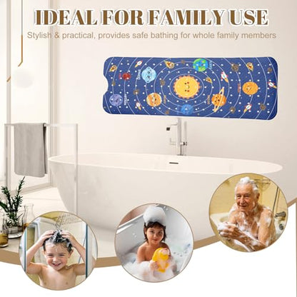 Space Bathtub Mat Non Slip with Drain Holes and Suction Cups Bath Mat 40x16 Inch Tub Mats Shower Mats for Kids - color: Space