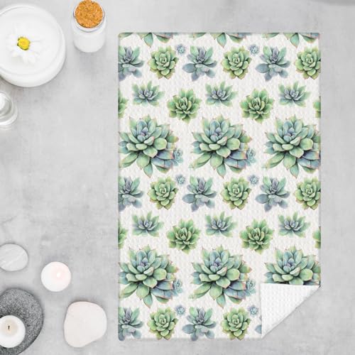 Sage Green Succulent Plant Hand Towels for Bathroom Kitchen, Green Botanical Kitchen Dish Towels, Plant Lovers Mom Lady Gardening Gifts for Women, 16x24 Inches - color: Floral-b