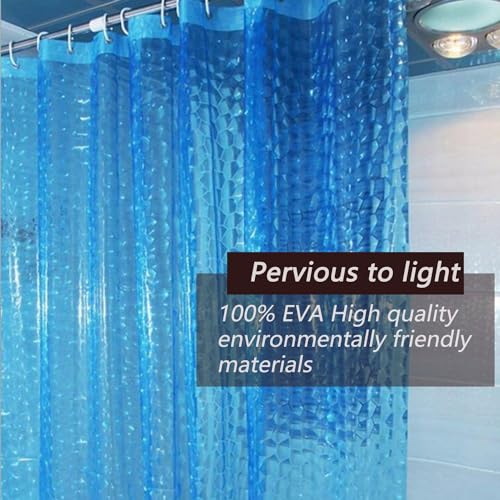 TIKABC Shower Curtain Liner, 4G EVA Blue Water Cube Shower Liner, Plastic Waterproof Shower Curtains, 72x72 inch with Grommet Holes 3 Magnetic Weights - color: Eva-blue