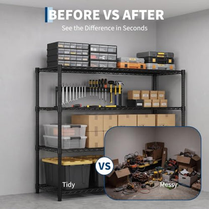 Garvee 4-Tier Wire Shelving 2560LBS Heavy Duty Storage Shelves Garage Rack | - size: 47.2"W x 63"H x 17.7"D
