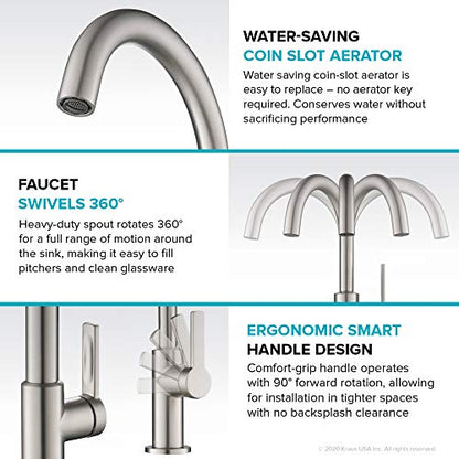 Kraus Oletto Single Handle Kitchen Bar Faucet in Spot Free Antique Champagne Bronze, Kitchen Sink Faucets, KPF-2822SFACB - color: Spot Free Antique Champagne Bronze, style: Bar Faucet