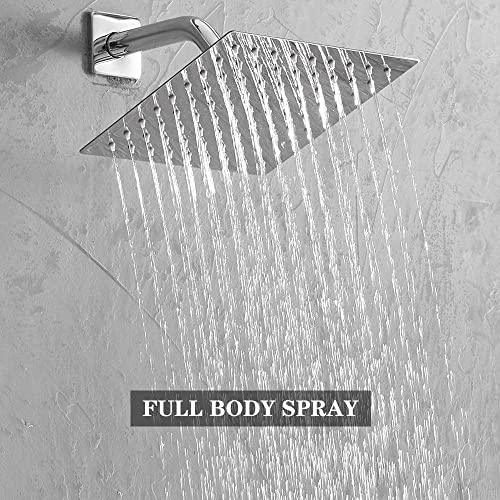 Shower System Polished Chrome Bathroom Rainfall Shower Faucet Set Complete Wall Mounted 8 Inch Shower Head and Handle Set with Rough-in Valve Body and Trim Kit - color: Polished Chrome, size: 8 Inch