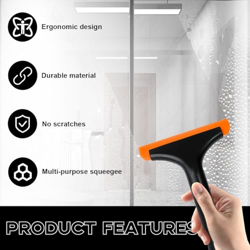 Ohleats 2PCS Small Silicone Window Squeegee, Auto Windshield Water Blade Scraper, All-Purpose Water Squeegee Wiper for Mirror Home Cleaning, Car Accessories (Black+Black) - color: Black+black