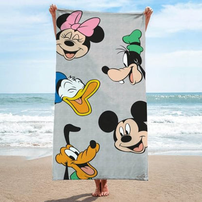 Jay Franco Disney Mickey Mouse & Friends Kids Bath Pool Beach Towel - Super Soft & Absorbent 100% Cotton Towel, Measures 28 x 58 Features, Minnie Mouse, Donald Duck, Goffy & Pluto - color: Gray - Mickey & Minnie