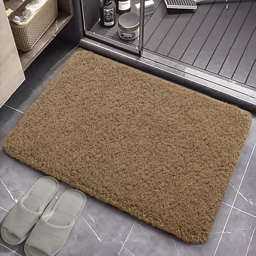AROGAN Luxury Bathroom Rugs, Soft Non Slip Bath Mat, 24x17 Inch Brown | Absorbent Microfiber Rubber Backing, Quick Dry Bathroom Mat Shower Mat, Machine Washable Plush Carpets - color: Brown, size: 1'5" X 2' (24" X 17")