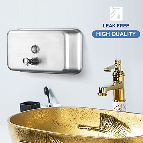 Commercial Soap Dispenser Wall Mount Stainless Steel, Horizontal | Rust-Proof Lining and Anti-Leak Pump Liquid Hand 1100ml / 37oz. - size: Horizontal