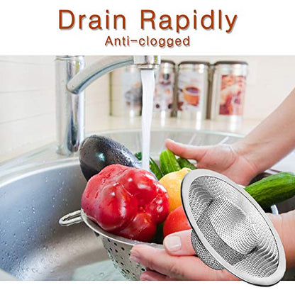 4pcs Heavy Duty Stainless Steel Kitchen Sink Strainer, 2.75" Top / 1" Mesh Metal Sink Strainer,Perfect for Kitchen Sink/Bathroom Bathtub Wash basin Floor drain balcony Drain Hole, Utility - size: 2.75"
