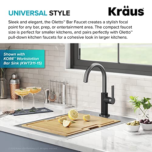 Kraus Oletto Single Handle Kitchen Bar Faucet in Matte Black/Spot Free Black Stainless Steel, Kitchen Sink Faucets, KPF-2822MBSFSB - color: Matte Black/Spot Free Black Stainless Steel, style: Bar Faucet