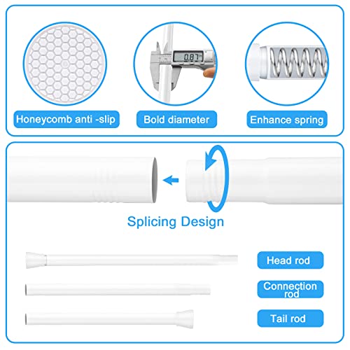 Tension Curtain Rod White Tension Rod 2pcs Spring Curtain Rod Non Slip Tension Rods For Windows 28 To 48 Inch No Drilling Adjustable Tension Rods of Curtain Window Closet Kitchen Wardrobe1 - color: White, size: 28-48 inch 2pcs