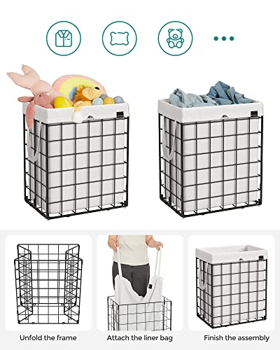 SONGMICS Laundry Hamper, 23.8 Gal. (90L) Laundry Basket, Collapsible Clothes Hamper, Black and White ULCB190W01 - color: Cream White, size: 90 L