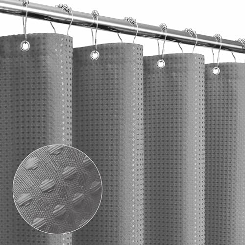 Extra Long Grey Fabric Shower Curtain, 72 x 84 | Tall Cloth-Textured Shower Curtain for Bathroom, Water Repellent, Machine Washable - color: Grey, size: 72"W x 84"L (Pack of 1)