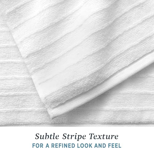 Welhome James 100% Cotton 6 Pack Hand Towels - Textured Stripe Towels, Soft & Absorbent, White - color: White, size: 6 Piece Hand Towel
