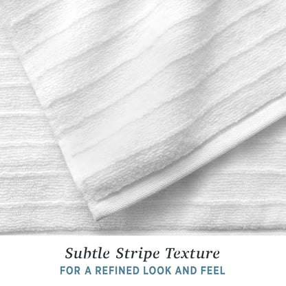Welhome James 100% Cotton 6 Pack Hand Towels - Textured Stripe Towels, Soft & Absorbent, White - color: White, size: 6 Piece Hand Towel