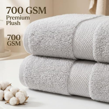 Maisonette Elegance 100% Organic Cotton Turkish Bathroom Towels Set, Ideal Quick Dry Luxury Washcloths, Hand & Large Luxury Bath Towels for Shower (6 Pack), Pewter - color: Pewter, style: Bath Towel Set - 6 Piece